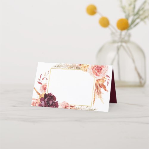 Boho Pampas Grass Wedding Place Cards