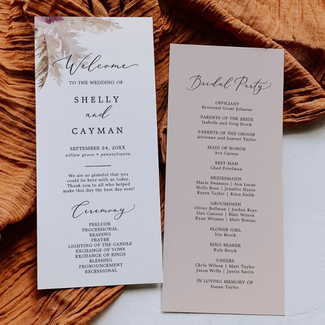Boho Pampas Grass Wedding Program (Creator Uploaded)