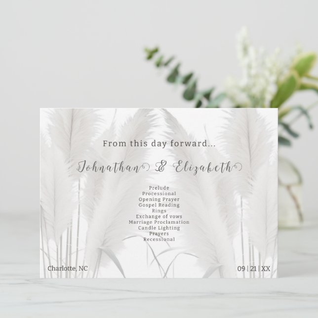 Boho Pampas Grass Wedding Program (Standing Front)