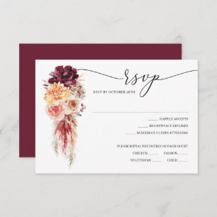 Boho Pampas Grass Wedding RSVP Card