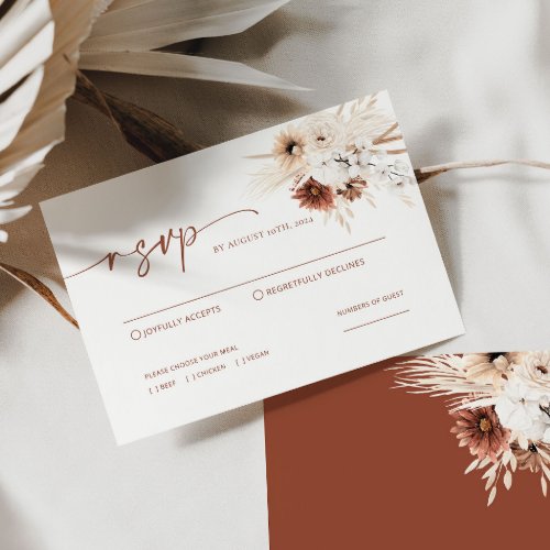 Boho Pampas Grass Wedding RSVP Card