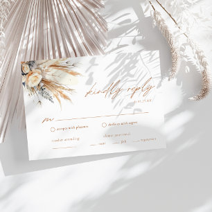 Boho Pampas Grass Wedding RSVP Enclosure Card