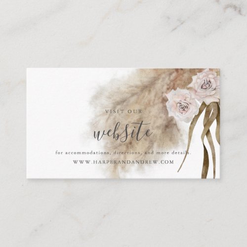 Boho Pampas Grass Wedding Website Enclosure Card