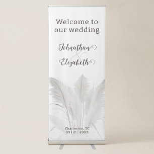 Boho Pampas Grass Wedding Welcome Retractable Banner