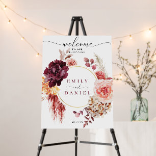 Boho Pampas Grass Wedding Welcome Sign