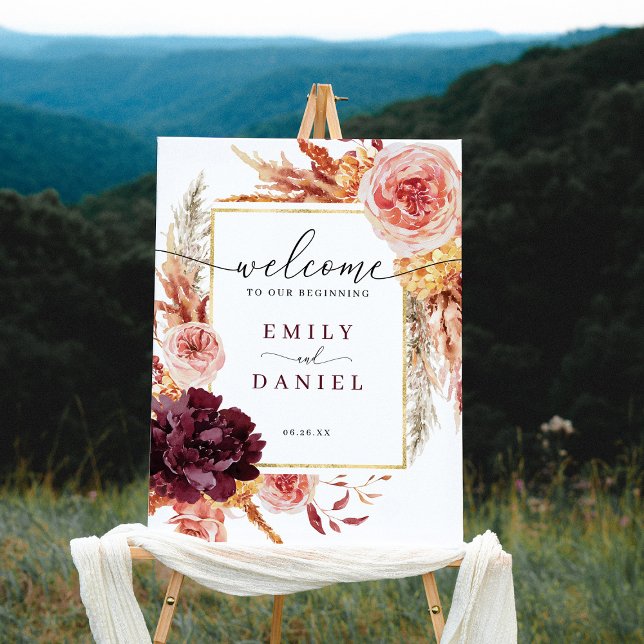 Boho Pampas Grass Wedding Welcome Sign (Creator Uploaded)