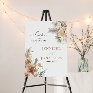 Boho Pampas Grass Wedding Welcome Sign
