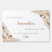 Boho Pampas Grass White Orchid Welcome 