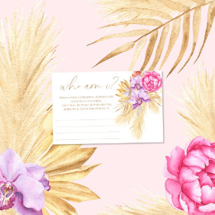 Boho pampas grass - Who am I bridal shower game Stationery