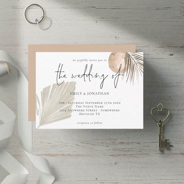 Boho Pampas Grasses Cream Wedding Invitation (Creator Uploaded)