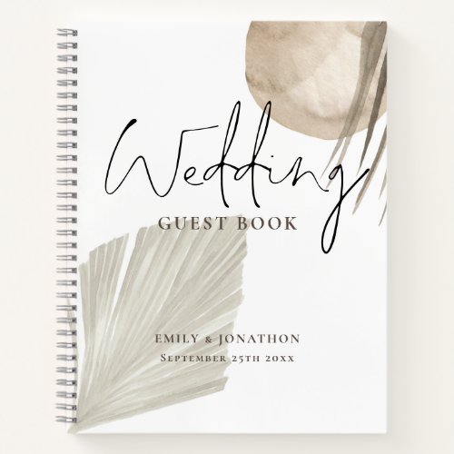 Boho Pampas Grasses Names Date Wedding Guest Book