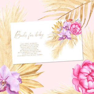 Boho pampas greenery - books for baby ticket enclosure card