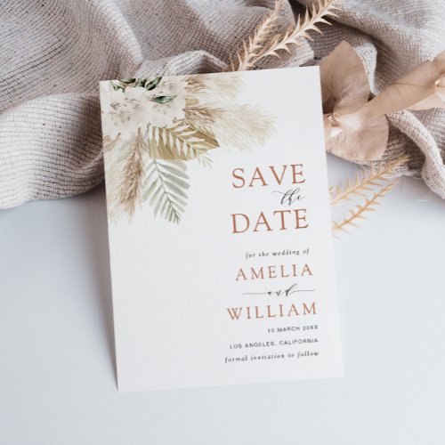 boho pampas greenery floral Save the Date