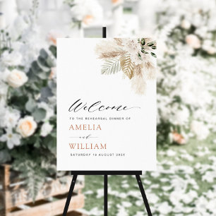 boho pampas greenery wedding rehearsal sign