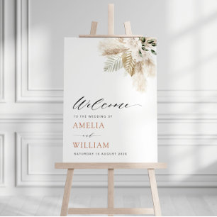 boho pampas greenery wedding sign