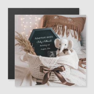 Boho pampas neutral pregnancy announcement