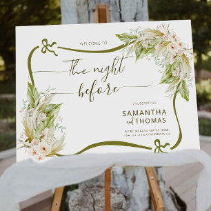 Boho Pampas Night Before Wedding Sign 