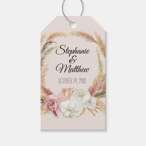 Boho Pampas Palm Foliage Cream Blush Floral Rustic Gift Tags