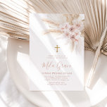 Boho Pampas Pink Girl Floral Baptism Christening   Invitation<br><div class="desc">A pretty boho floral invitation for your little girls Baptism or Christening. Featuring pink florals and pampas grass dried palm design.</div>