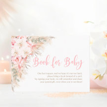 Boho Pampas Pink Orchids Book for Baby Shower Girl
