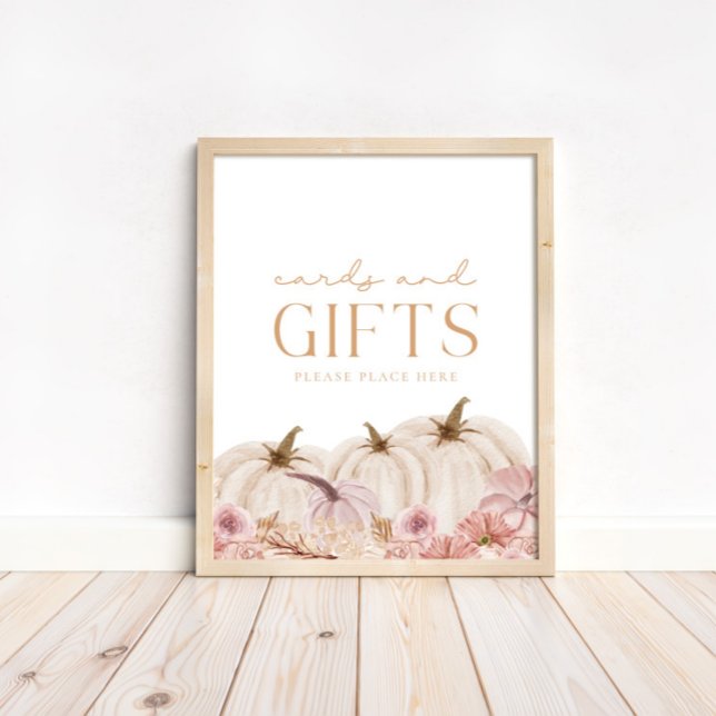 Boho Pampas Pink Pumpkin Cards & Gifts Poster (Available for print & instant digital download!)