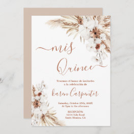 Boho Pampas Quinceanera Invitation