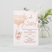 Boho Pampas Rose Gold Lunch Bubbly Bridal Shower Invitation (Standing Front)