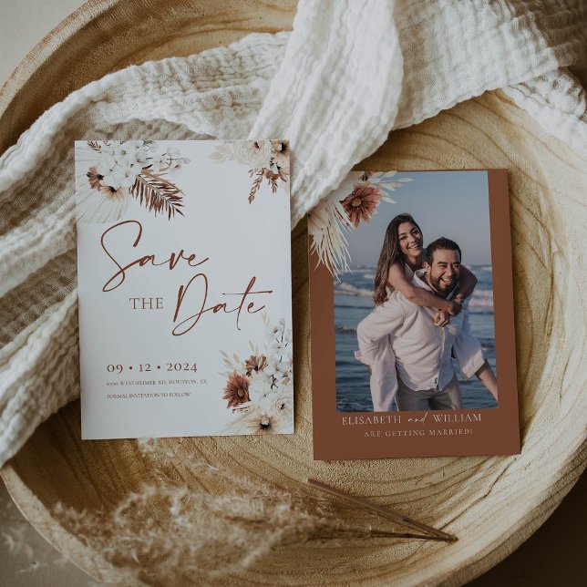 Boho Pampas Save the Date Invitation (Creator Uploaded)