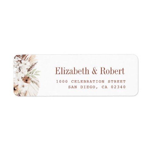 boho pampas terracotta custom address label