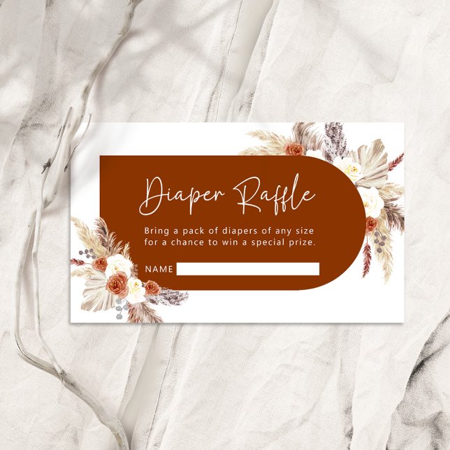 Boho Pampas Terracotta Grass Diaper Raffle Card (Creator Uploaded)