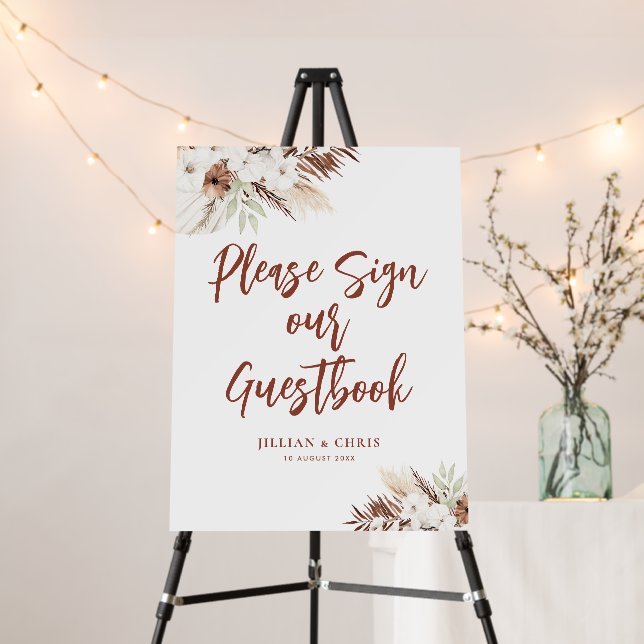 boho pampas terracotta guestbook sign (In Situ (Stand))