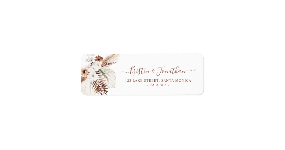 BOHO Pampas Grass Personalized Return Address Labels Wedding Labels