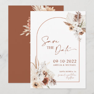 Boho Pampas Terracotta Rust Save The Date