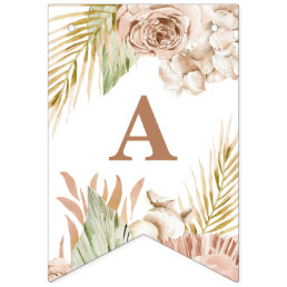 Boho Pampas Tropical Dried FlowerS Bunting Flags