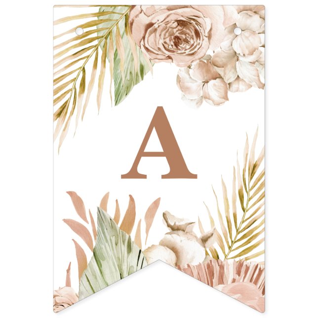 Boho Pampas Tropical Dried FlowerS Bunting Flags (Sixteenth Flag)