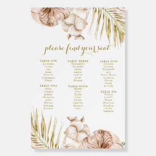 Boho Pampas Tropical Flowers Wedding Seating Chart Foam Board