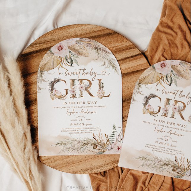 Boho Pampas Tropical Girl Baby Shower Invite (Boho Baby Shower)