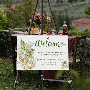 Boho Pampas Welcome To Our Engagement Party Sign