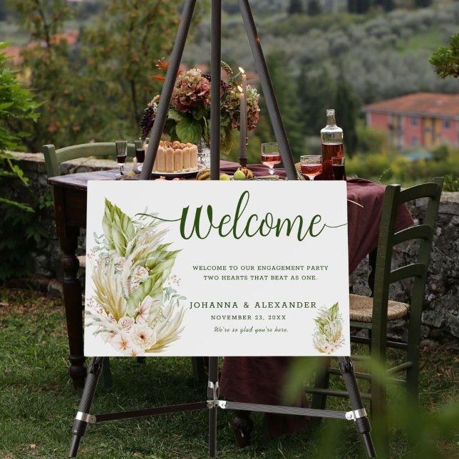 Boho Pampas Welcome To Our Engagement Party Sign (Creator Uploaded)
