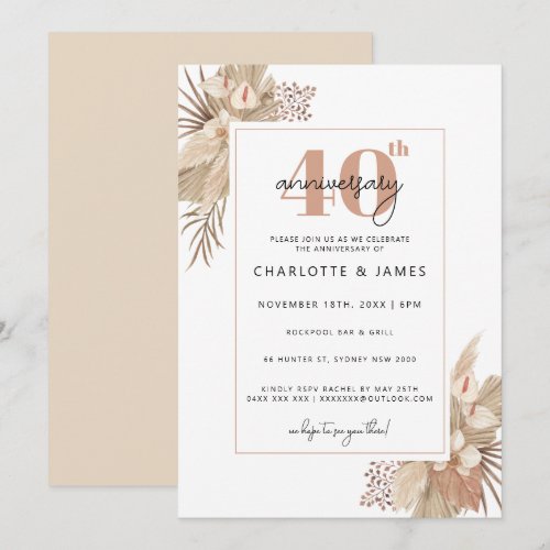Boho Pampass Grass 40th wedding anniversary