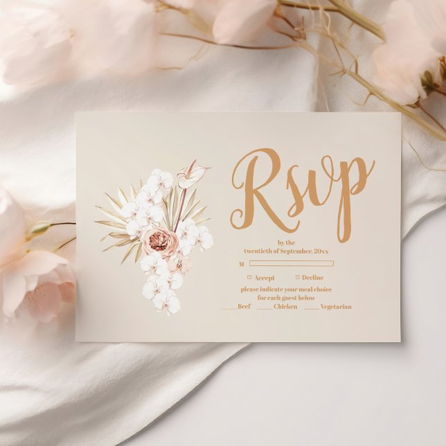 Boho Pampass Grass Floral Wedding RSVP Card (Creator Uploaded)
