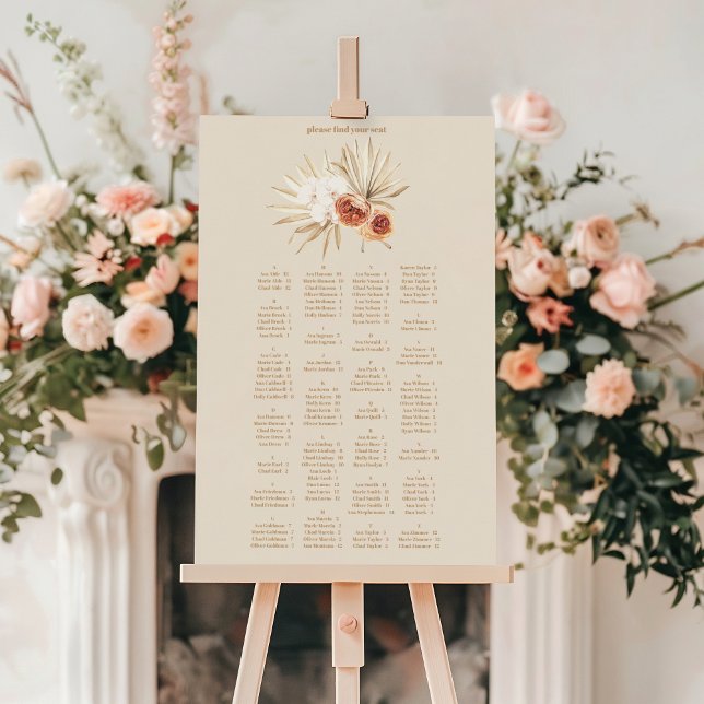 Boho Pampass Grass Floral Wedding Seating Chart Foam Board (Creator Uploaded)