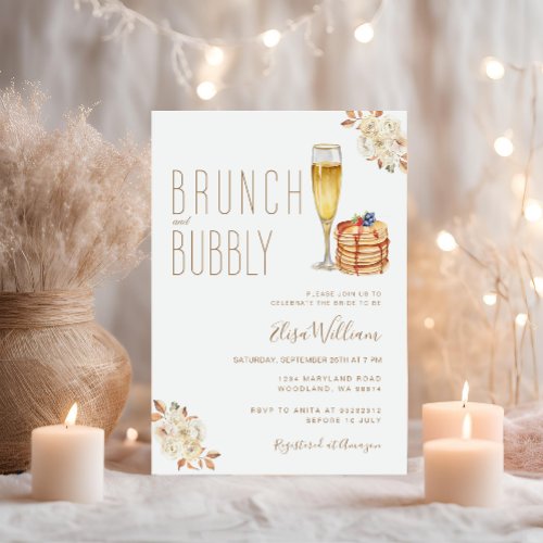 Boho Pancake Brunch and Bubbly Bridal Shower  Invitation