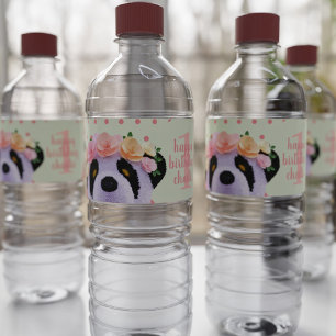 Boho Panda Any Age Birthday Party Water Labels