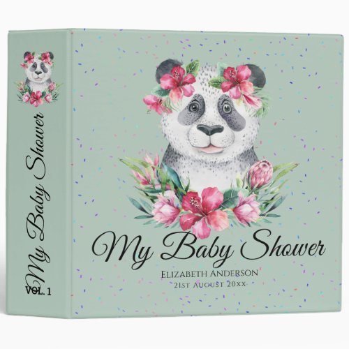 Boho Panda Bear Baby Shower Planner Flowers 3 Ring Binder