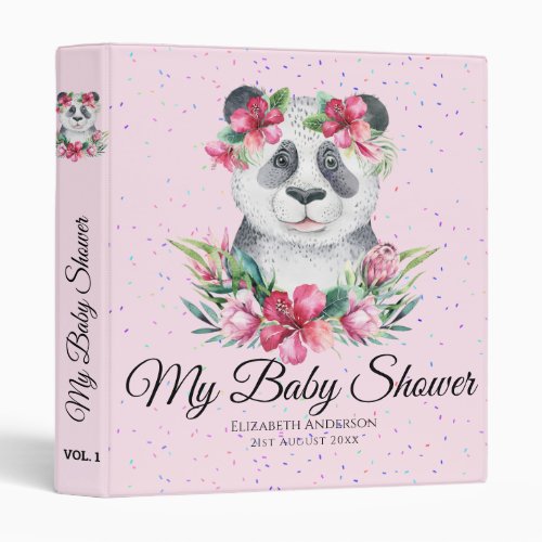 Boho Panda Bear Baby Shower Planner Flowers 3 Ring Binder