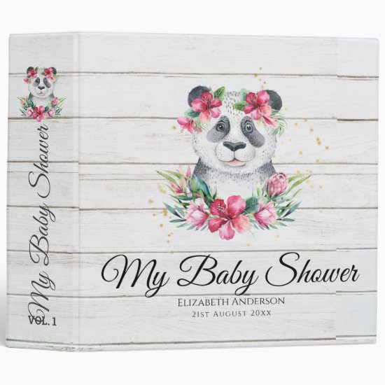 Boho Panda Bear Baby Shower Planner Flowers 3 Ring Binder