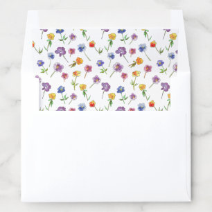 Boho Pansies Whimsical Hand-Illustrated Wildflower Envelope Liner