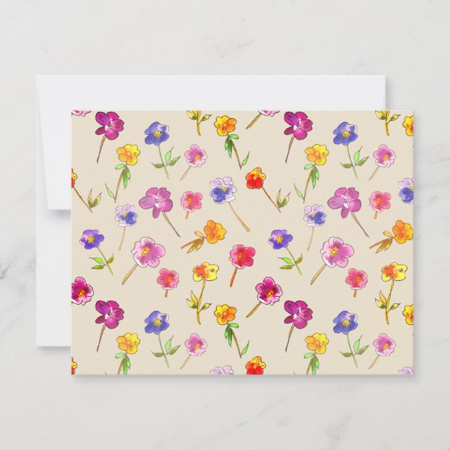 Boho Pansies Whimsical Hand-Illustrated Wildflower Thank You Card (Front)