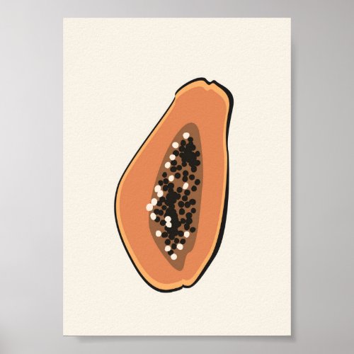 Boho Papaya Fruit Illustration Summer Print